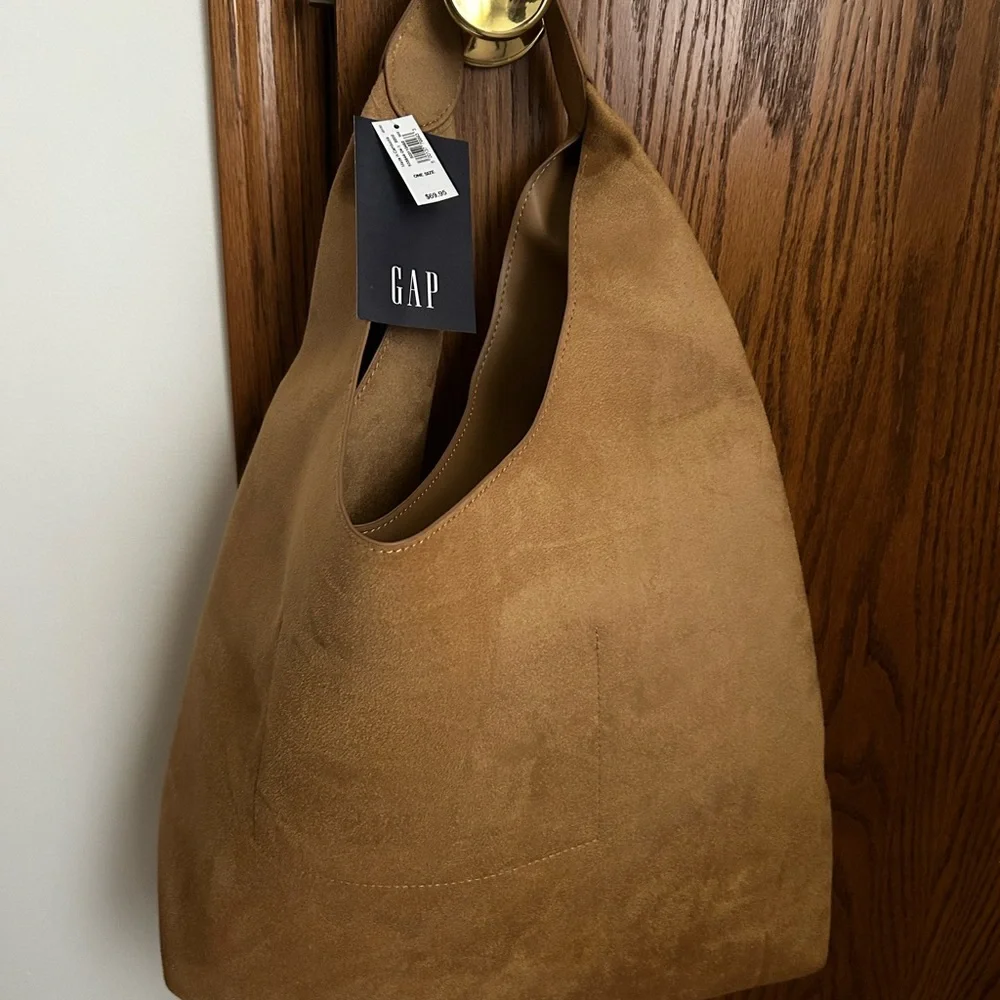 GAP NWT Vegan Suede Slouchy Tote Bag - Honey Brown